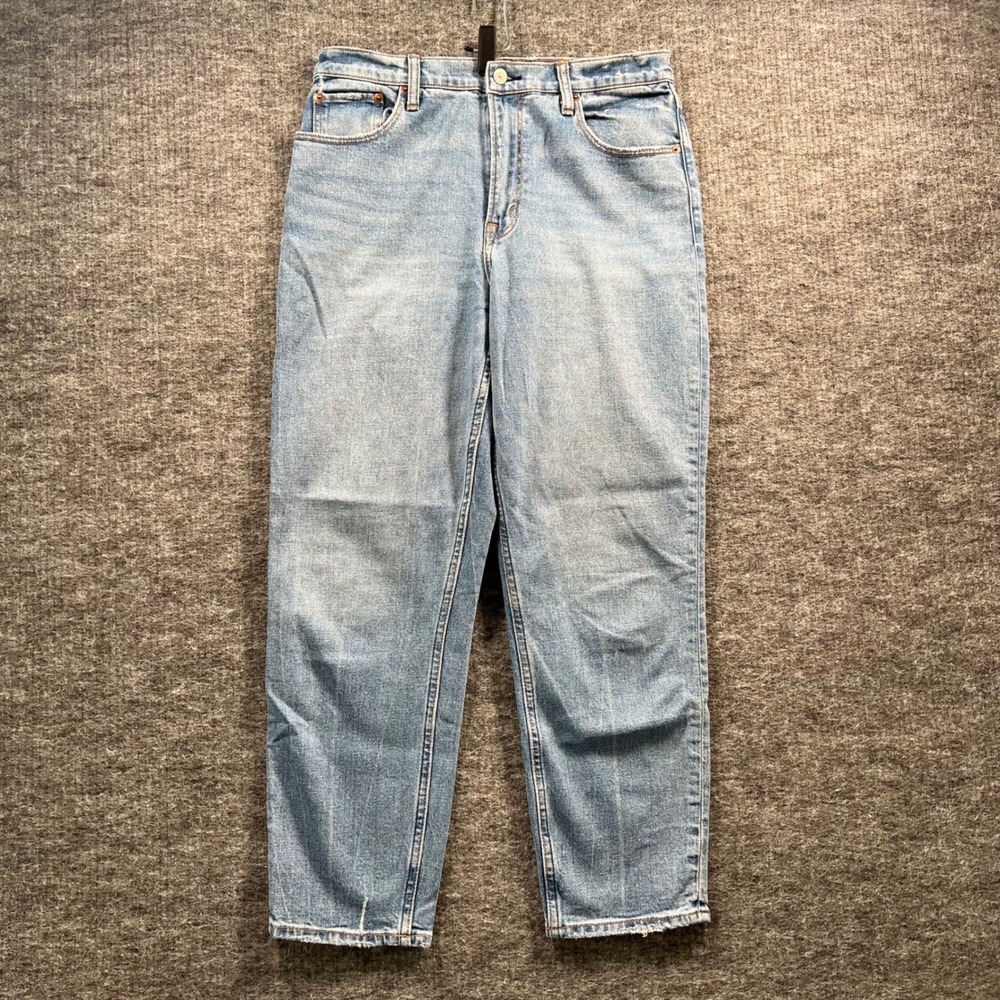 Abercrombie & Fitch The Mom High Rise Light Wash Distressed Jeans Size 29 8